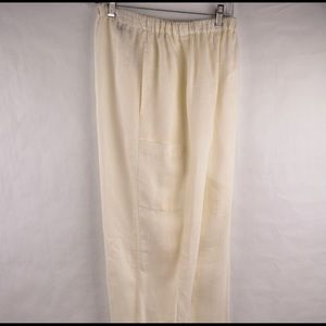 Eskandar Womens Pants Sz 0 Linen Elastic Waistband